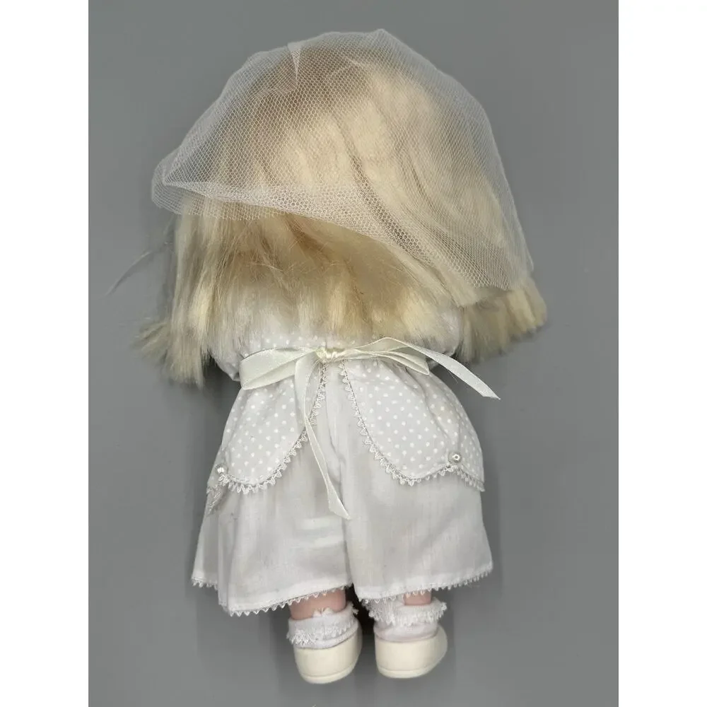 Vintage Precious Moments Praying Christina Blonde Doll White Communion Dress 11”